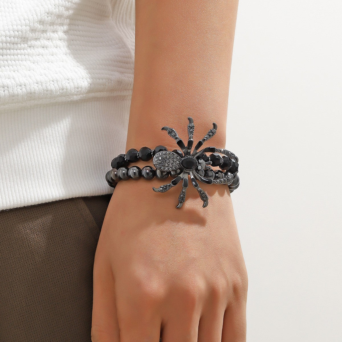 Wholesale Halloween Dark Style Bracelet Personalized Skull Beaded Bracelet Skull Spider Web Bracelet Trendy